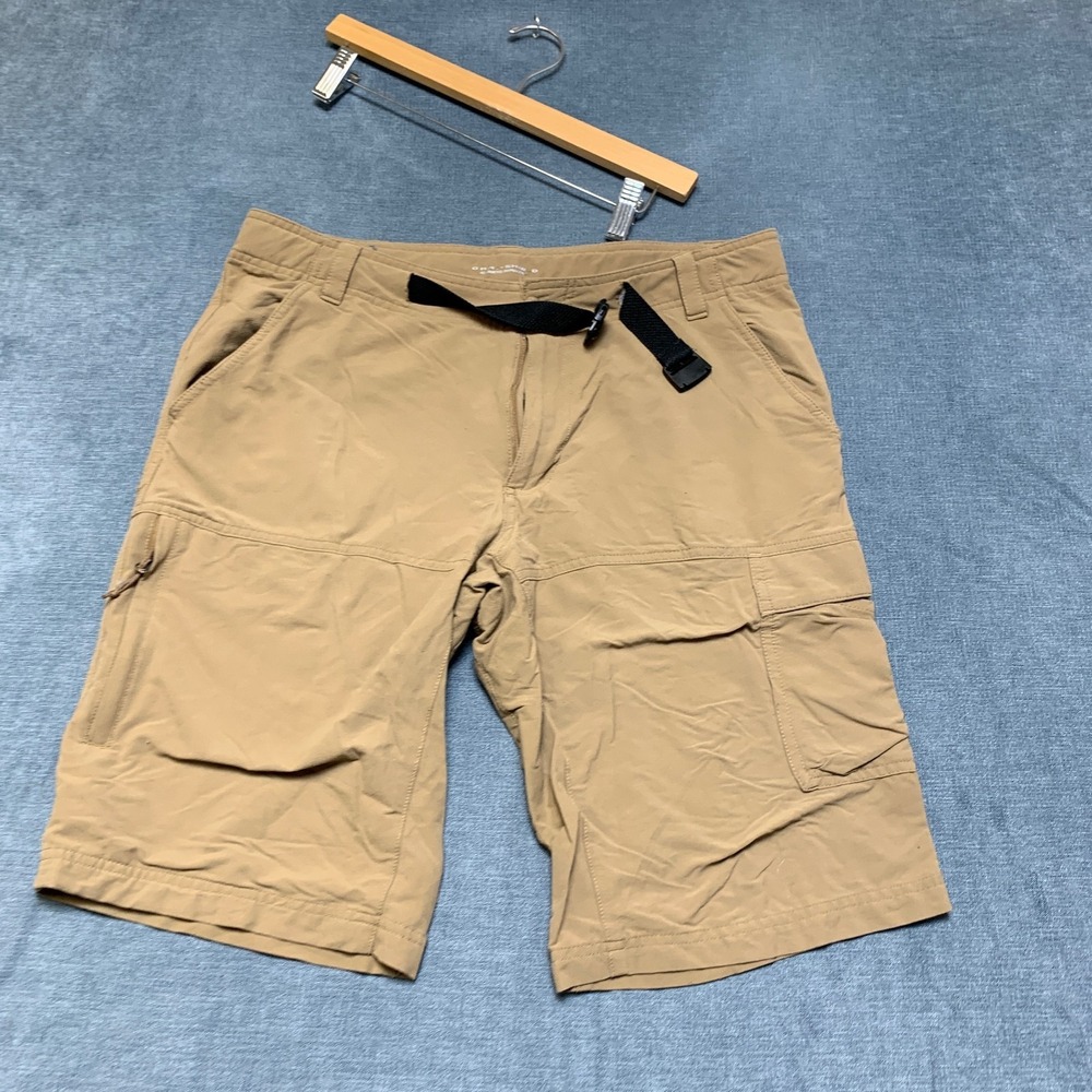 Columbia Omni Shield Advanced Repellency Cargo Shorts Mens 34 Brown Belted Waist